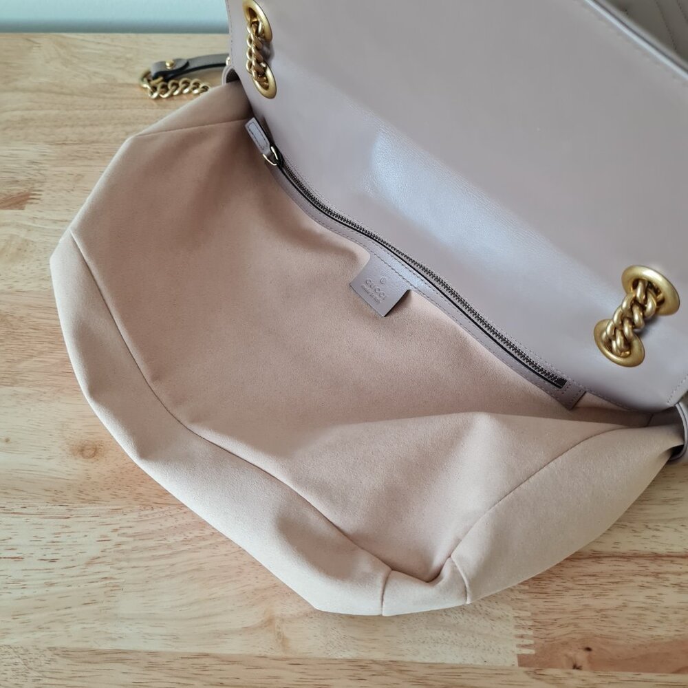 Gucci GG Marmont Large Shoulder Bag Dusty Pink Rose Mauve Matelasse Gold Rare - Picture 15 of 16